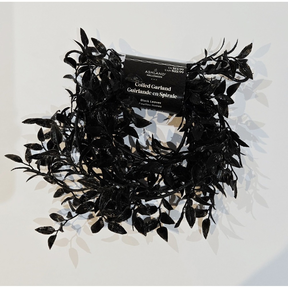 Ashland Coiled Garland Black Leaves Halloween 5 Ft. New!